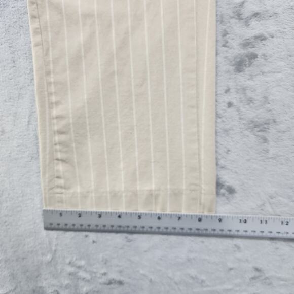 Riders Casual Pants Womens 6 Tan White Striped Mid Rise Crop Capri Straight Leg - Picture 9 of 10